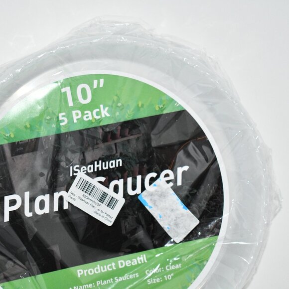 ISeaHuan Plant Saucer 10” – 5 Pack Clear Plastic Pot Saucers and Drip Trays, NWT - Picture 2 of 3